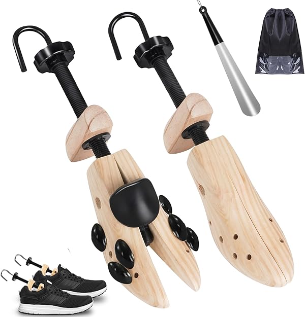 Wooden Shoe Stretcher Women Men, 4-Way Shoe Widener Expander for Stretches Length & Width