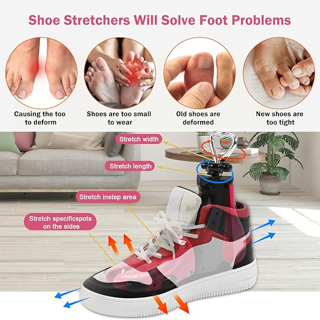 Shoe Stretcher Women Men, Boot Stretcher Wide Feet, 4-Way Boot Widener & Expander for Adjustable Length & Widt