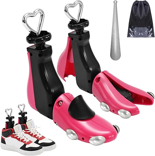 VIVEBEI Shoe Stretcher Women Men, Boot Stretcher Wide Feet, 4-Way Shoe Widener & Expander for Stretch Length & Widthh; S for Women’s 6-11; Men's 5-9;Rose with Metal Plugs;2-Pack