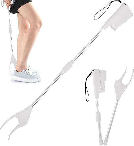 VIVEBEI Shoe Horn Long Handle with Reacher Grabber and Sock Removal Aid – 26.8" Foldable Shoe Horn for Seniors, Men, Women, and Kids