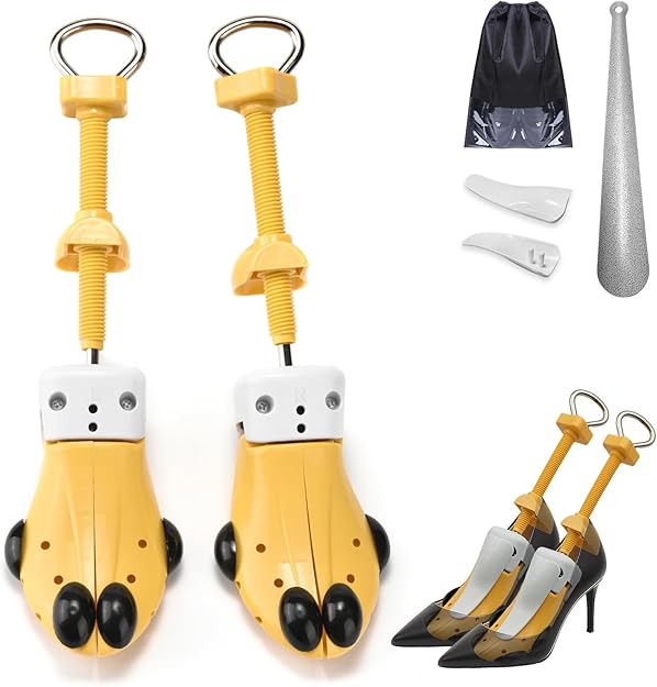 VIVEBEI Shoe Stretcher for Women and Men with Wide Feet, Shoe Tree Width and Length Adjustable 4-way Stretch,Yellow for Women's Size 5.5-10
