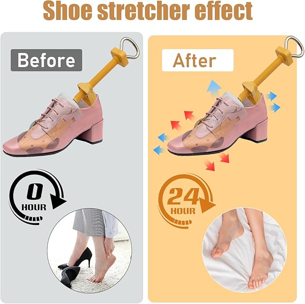 VIVEBEI Shoe Stretcher for Women and Men with Wide Feet, Shoe Tree Width and Length Adjustable 4-way Stretch,Yellow for Women