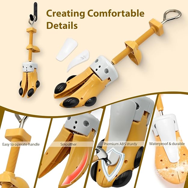 VIVEBEI Shoe Stretcher for Women and Men with Wide Feet, Shoe Tree Width and Length Adjustable 4-way Stretch, Yellow for Men