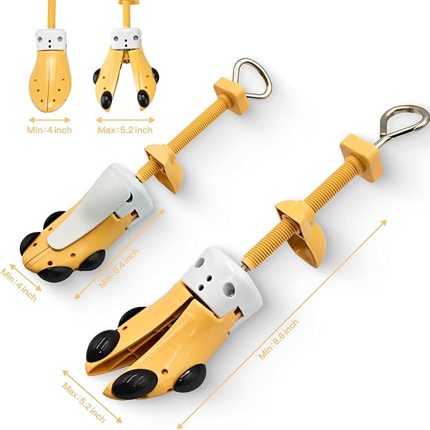 VIVEBEI Shoe Stretcher for Women and Men with Wide Feet, Shoe Tree Width and Length Adjustable 4-way Stretch, Yellow for Men