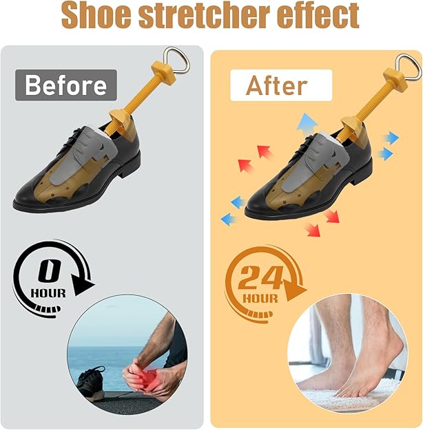 VIVEBEI Shoe Stretcher for Women and Men with Wide Feet, Shoe Tree Width and Length Adjustable 4-way Stretch, Yellow for Men