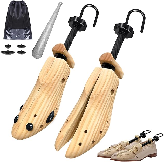 VIVEBEI Wooden Shoe Stretcher Women Men, Professional 4-Way Wooden Shoe Tree Stretch Length Width for Wide Feet
