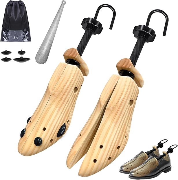 VIVEBEI Wooden Shoe Stretcher Women Men, Professional 4-Way Wooden Shoe Tree Stretch Length Width for Wide Feet