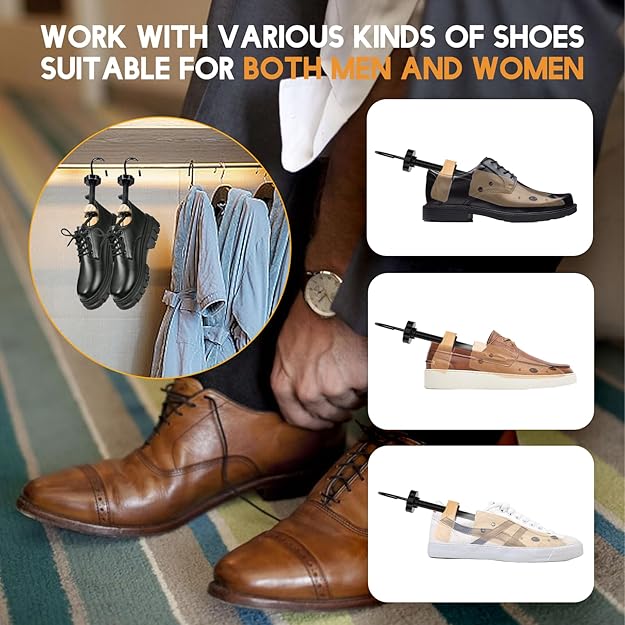 VIVEBEI Wooden Shoe Stretcher Women Men, Professional 4-Way Wooden Shoe Tree Stretch Length Width for Wide Feet