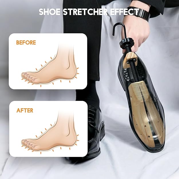 VIVEBEI Wooden Shoe Stretcher Women Men, Professional 4-Way Wooden Shoe Tree Stretch Length Width for Wide Feet
