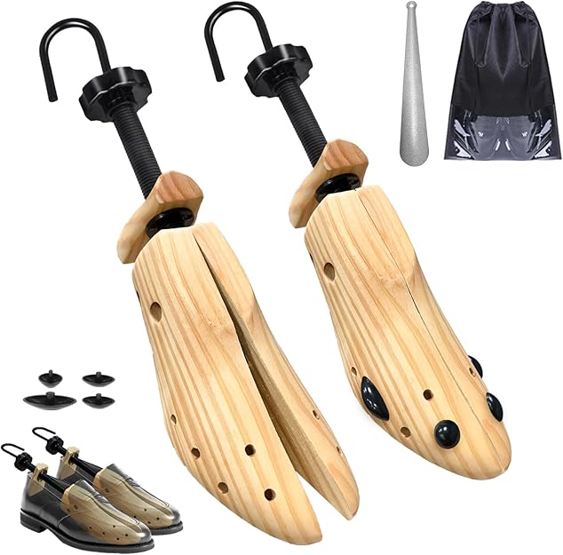 VIVEBEI Wooden Shoe Stretcher Women Men, Professional 4-Way Wooden Shoe Tree Stretch Length Width for Wide Feet