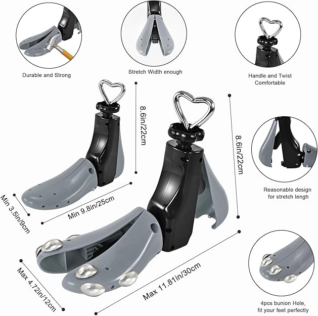 VIVEBEI Shoe Stretcher Women Men, Boot Stretcher Wide Feet, 4-Way Shoe Widener & Expander for Stretch Length & Width; Lfor Women’s 11-14; Men