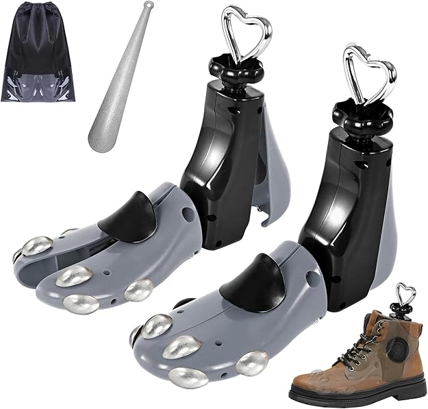 VIVEBEI Shoe Stretcher Women Men, Boot Stretcher Wide Feet, 4-Way Shoe Widener & Expander for Stretch Length & Width; Lfor Women’s 11-14; Men's 10-14;Grey with Metal Plugs;2-Pack
