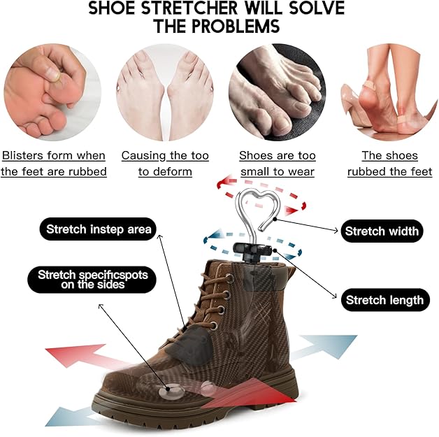 VIVEBEI Shoe Stretcher Women Men, Boot Stretcher Wide Feet, 4-Way Shoe Widener & Expander for Stretch Length & Width