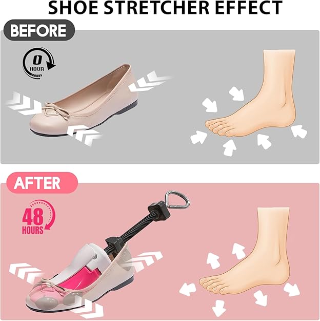 Shoe Stretcher for Women and Men with Wide Feet, Shoe Tree Width and Length Adjustable 4-way Stretch